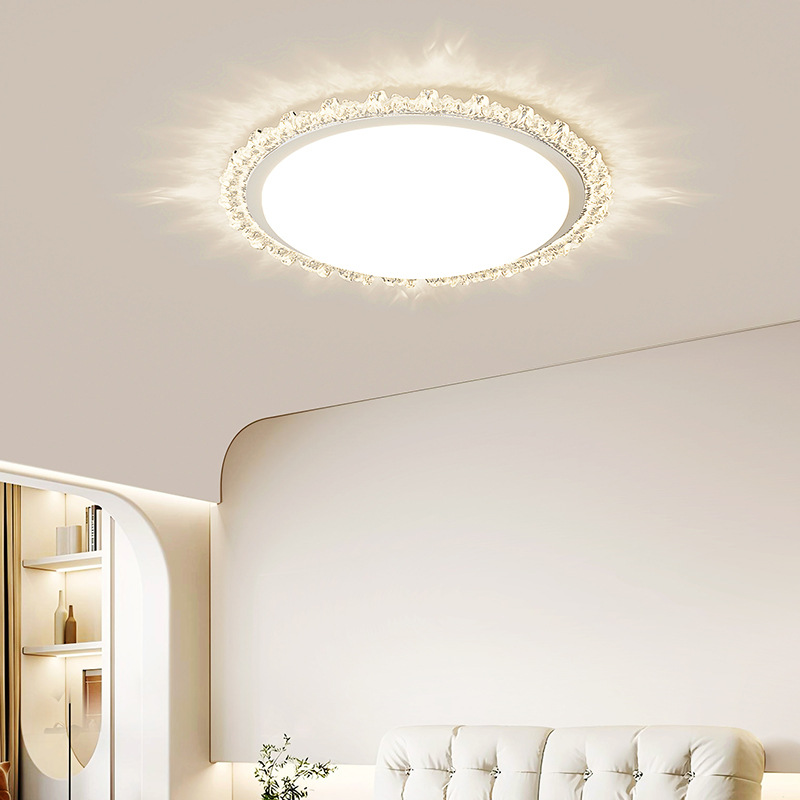 Sala de estar lámpara de techo estilo crema francés cristal de lujo ligero nuevo paquete de combinación de toda la casa dormitorio lámpara Zhongshan 685L