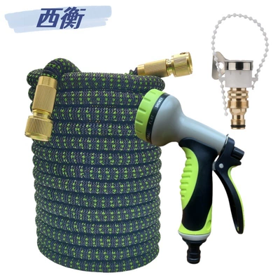 Garden Watering Telescopic Hose, Garden Telescopic Hose, Garden Watering and Car Washing Hose, Garden Hose in Apple Green (High pressure car wash water gun) - 17ft-original-length-17m-after-water-5m-black-green-apple-green-10-function-water-gun-for-domestic-use