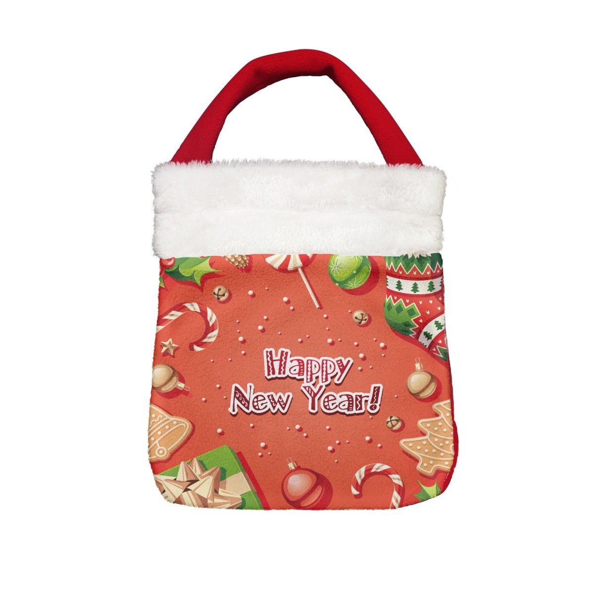 亚马逊独立站圣诞节礼品袋来图印花雪人卡通手提小口袋装饰袋子