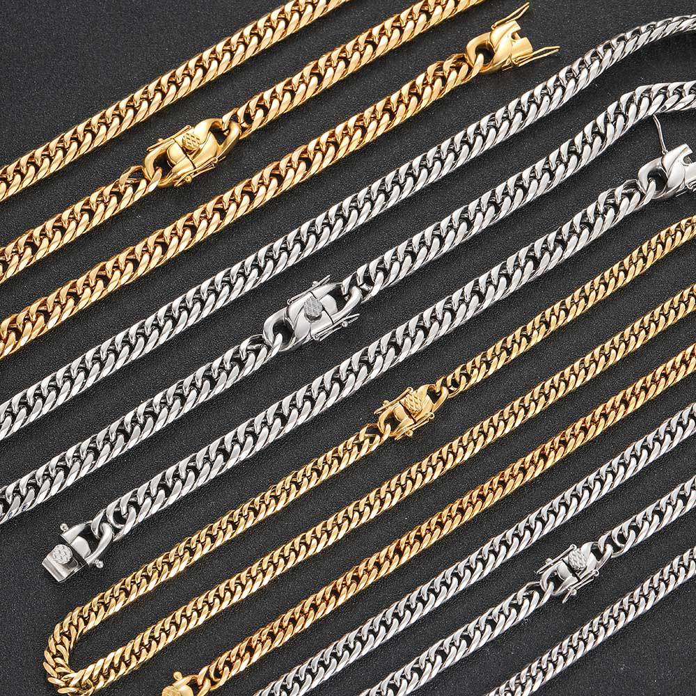 38g Weight 18K Gold Plated Plating Material Hip-hop Solid Color Stainless Steel Plating 18k Gold Plated Men's Necklace