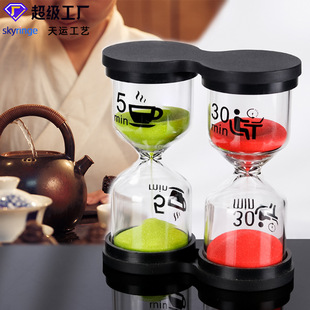 Factory creative two-in-one combination black cover hourglass crafts hourglass timer gift decoration small ornaments