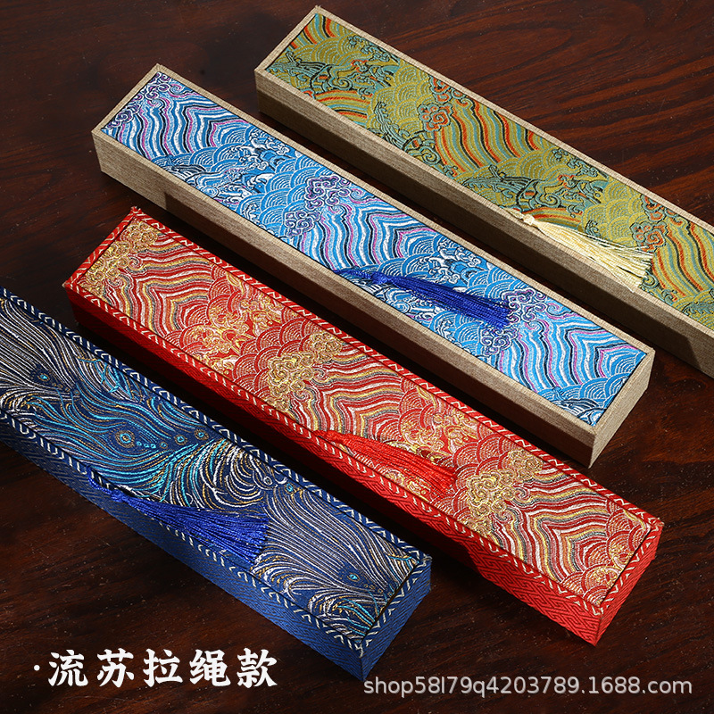Manufacturer's direct hair Song brocade fan box folding fan storage collection gift box gift brocade box ancient style hardcover fan box wholesale 3