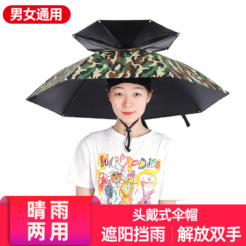 Umbrella Hat, Fishing Hat with Umbrella, Outdoor Sunshade Hat, Tea Picking Hat, Sanitation Worker Sun Protection Hat, Large Foldable Umbrella Hat
