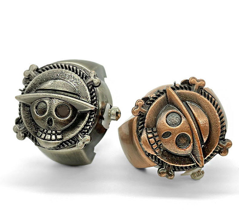33g Weight Quartz Glass Mirror Material Stainless Steel Strap Material Watch Rings Classification Pointer+Number Display Type Round Dial Shape Daily, Street Occasion Quartz Movement Skull Pattern All Seasons Season Unisex Gender Hip-Hop, Vintage Style Style Hip-Hop Vintage Style Skull Quartz Watch Rings