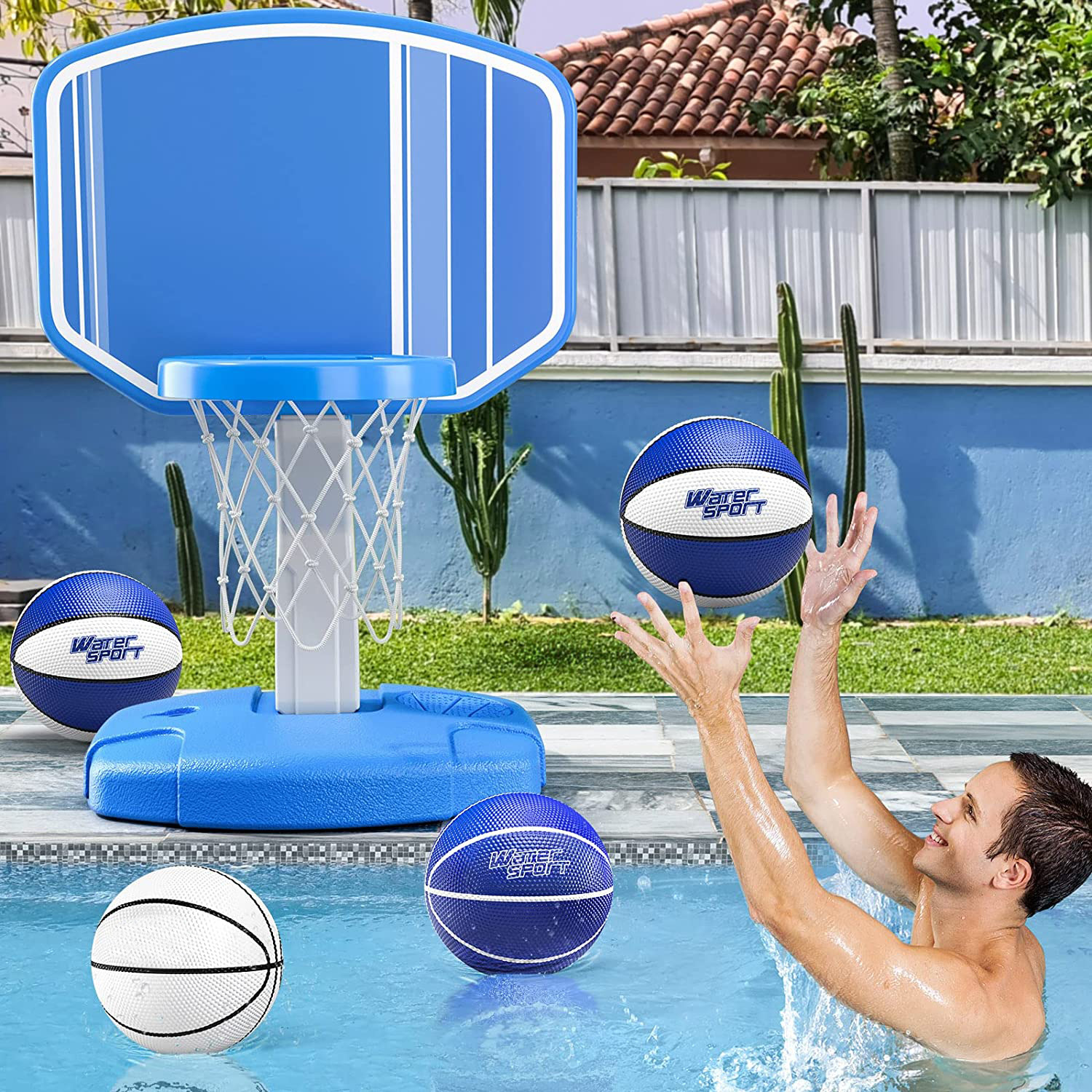 Cross-Border Amazon Water Basketball Stand Indoor Basketball Stereo Bracket Adjustable Height Basket Game Pool Toy