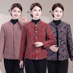 中老年女士驼绒棉服2025秋冬季立领保暖加绒外套新款妈妈宽松棉衣