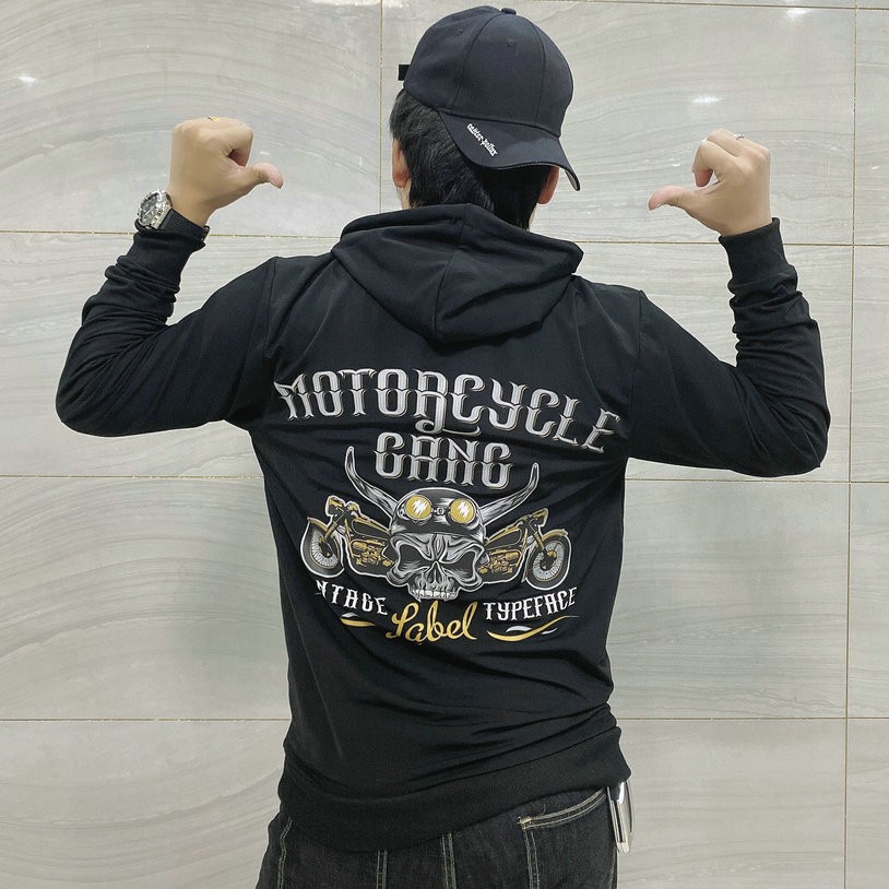 LOONG BIKER motocicleta que monta suéter protector chaqueta de los hombres con capucha de algodón elástico ropa de coche Otoño e Invierno forrado de lana