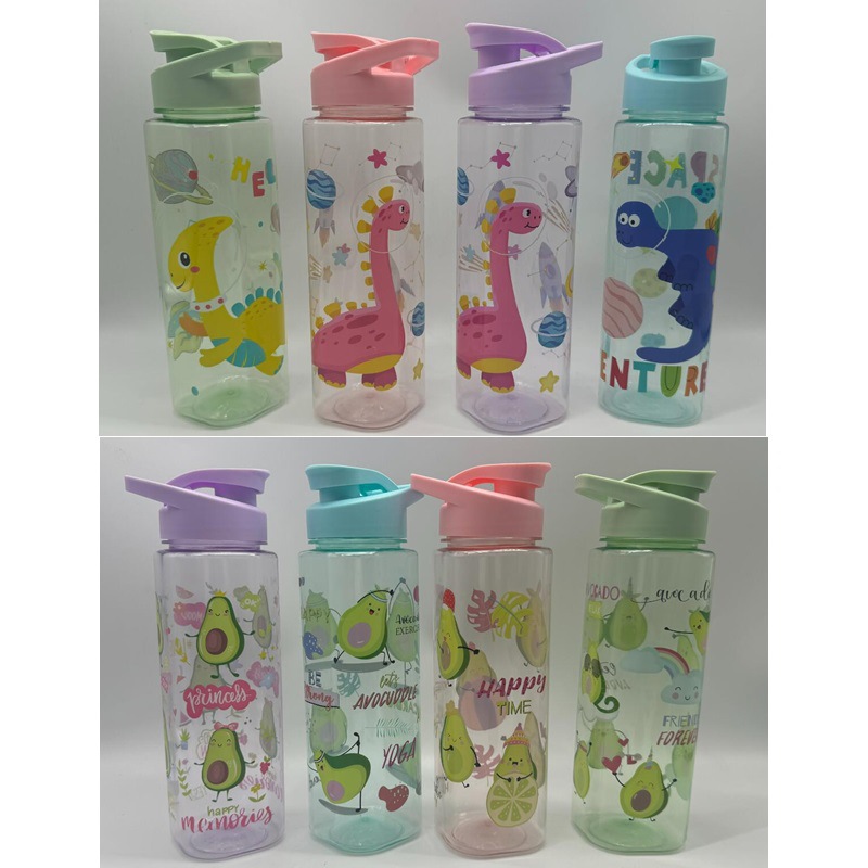 Productos de comercio exterior 800ML botella deportiva boquilla de succión portátil taza de plástico taza de agua impresa PET taza de dinosaurio