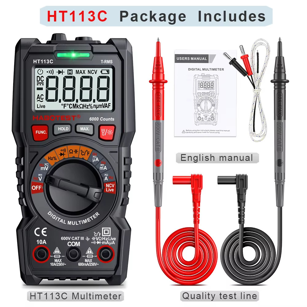 WARBO HT113C multímetro digital zumbador inteligente voltímetro galvanímetro portátil mini producto