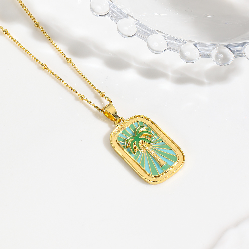 11g Weight Copper Pendant Material Pendant Necklace Classification Copper Chain Material Franco Chain Wheat Chain Spiga Chain Chain Type 1 Piece Quantity Daily, Street Occasion Copper Material Coconut Tree, Flower Pattern All Seasons Season Women's Gender Vintage Style, Classic Style Style Wholesale Jewelry Vintage Style Classic Style Coconut Tree Flower Copper Pendant Necklace Franco Chain Wheat Chain Spiga Chain 3