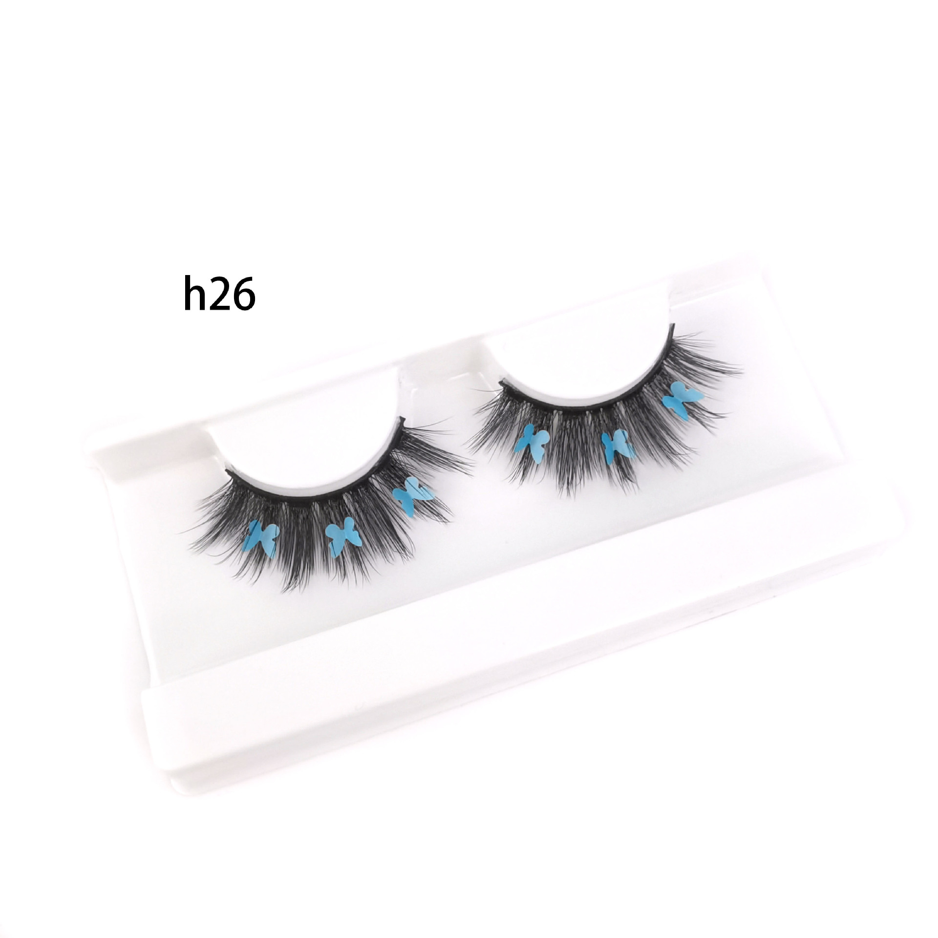 Festival de Navidad transfronterizo Venta caliente pestañas postizas color fluorescente mariposa diamante lentejuelas pestañas 3D maquillaje de escenario europeo y americano