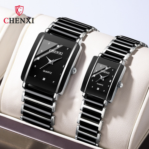 CHENXI/Morning Square Couple Watch Ceramic Cross-Border Foreign Trade Fashion Quartz Watch 104A Fangsheng Watch