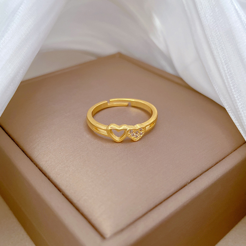 Anello piccolo vuoto d'amore, regolabile, gioiello semplice, anello giapponese, anello di coppia_voghion.com