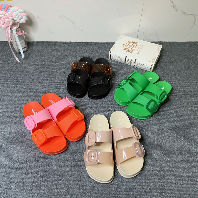Melissa's New Summer Casual Versatile Double-Button Slippers for Daily Wear Thick-Soled Beach Sandals for Women Open-Toe Slippers