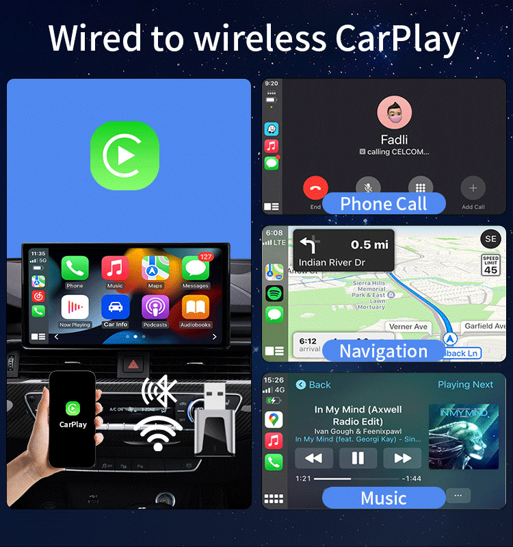 Mini USB Wireless Carplay Smart Car Box Suitable for iPhone and Android Auto