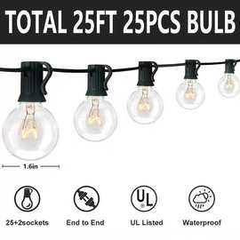 亚马逊爆款太阳能灯串G40户外LED彩灯景观庭院圣诞节日装饰闪灯