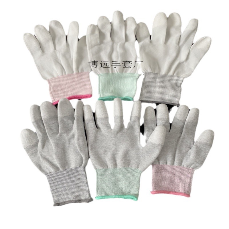 PU coated finger-coated palm gloves 13-needle nylon carbon fiber anti-static coated labor protection work protective gloves 4