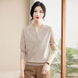 秋装新款针织小衫妈妈装时尚毛衣打底风中老年女士春秋气质上衣，女装针织衫/毛衣，妃慕昵服饰