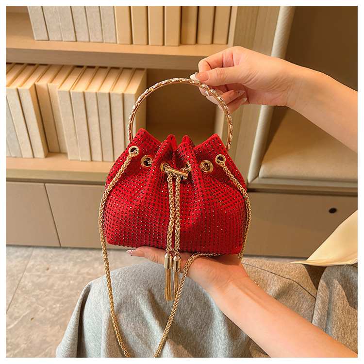 270g Weight Polyester Lining Material Sewing Thread Fashion Element String Closure Type Single Shoulder Strap Strap Type Evening Bag Bags Type Party, Shopping Occasion Pu Leather Material Solid Color Pattern All Seasons Season Women's Gender Streetwear Style Bucket Shape Medium Size Women's Medium Pu Leather Solid Color Streetwear Sewing Thread Bucket String Evening Bag 28