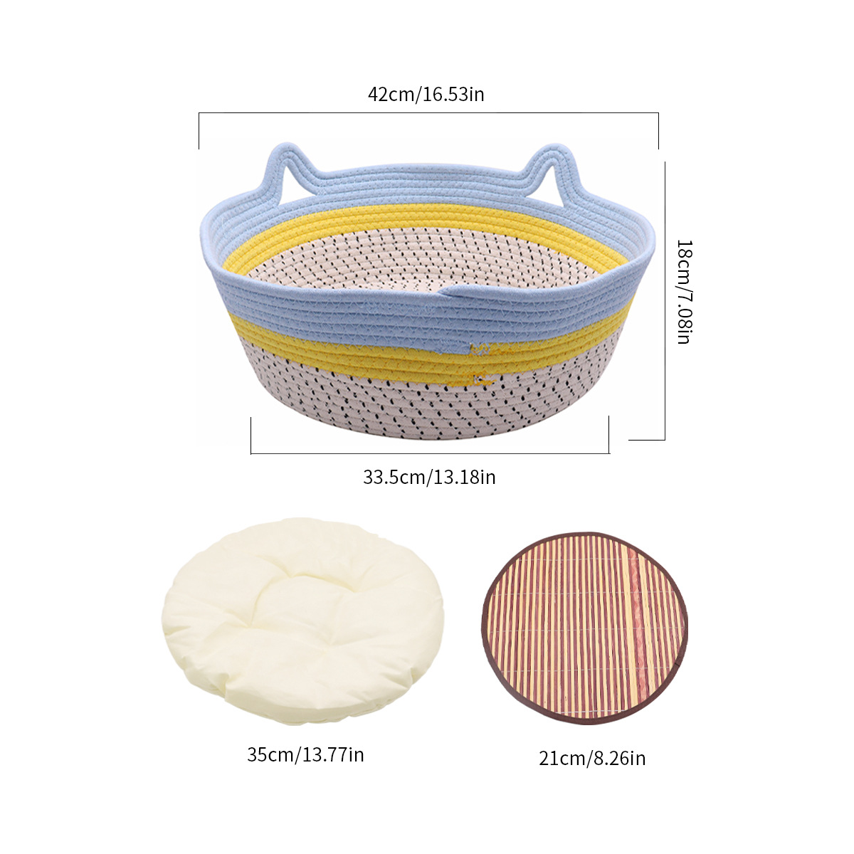 Cama tejida para gatos Four Seasons Cama universal para mascotas Algodón y lino Desmontable y lavable Cama para gatos Almohadilla para dormir Cama para perros Nido fresco de verano