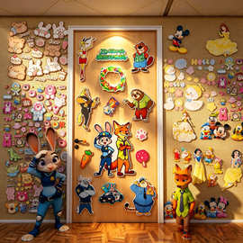 disney迪士尼邮游轮门牌贴纸疯狂动物城儿童房间布置卧室装饰画小