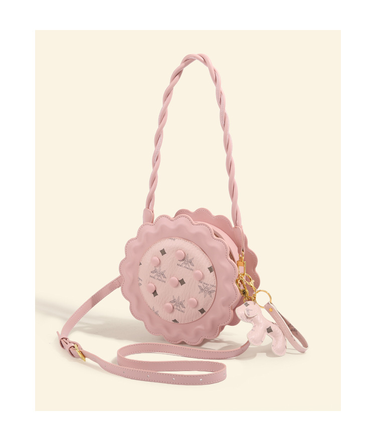 Women's Medium Pu Leather Flower Cute Zipper Circle Bag display picture 6