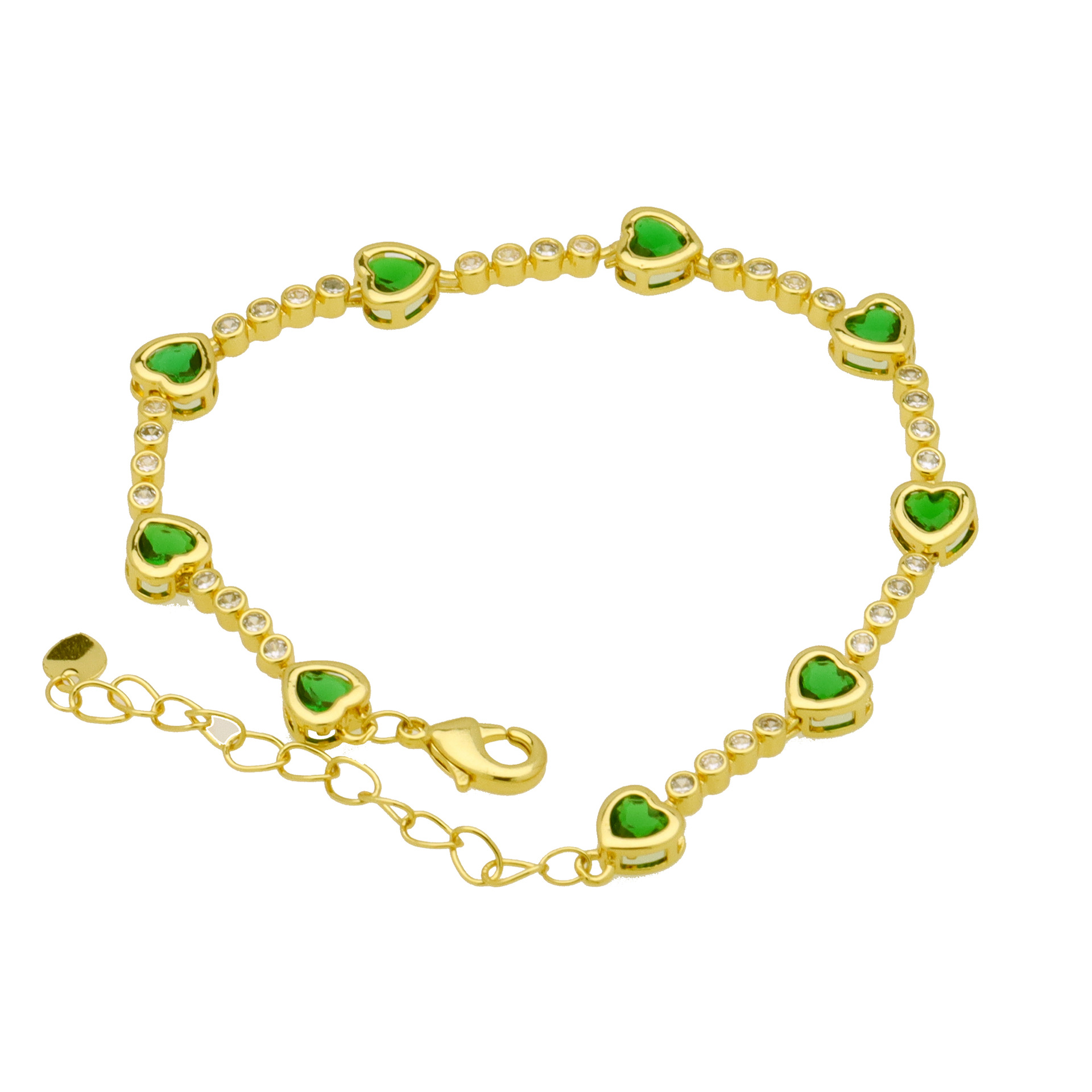 Copper Material Wholesale Jewelry Sweet IG Style Heart Shape Copper Zircon Plating Inlay Bracelets Chain-free