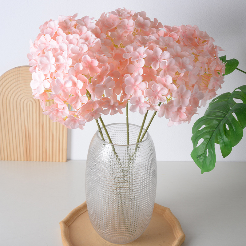 Piruleta de boda de hortensias de simulación, sentido avanzado, hortensias, auditorio de bodas, hileras de flores falsas, arreglo de pared de flores, hileras de flores