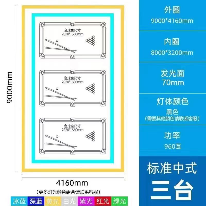 直角角丸5面発光マジックビリヤードルーム雰囲気ライト毒歯カラフルな側面発光ビリヤードルーム雰囲気シャンデリア|undefined