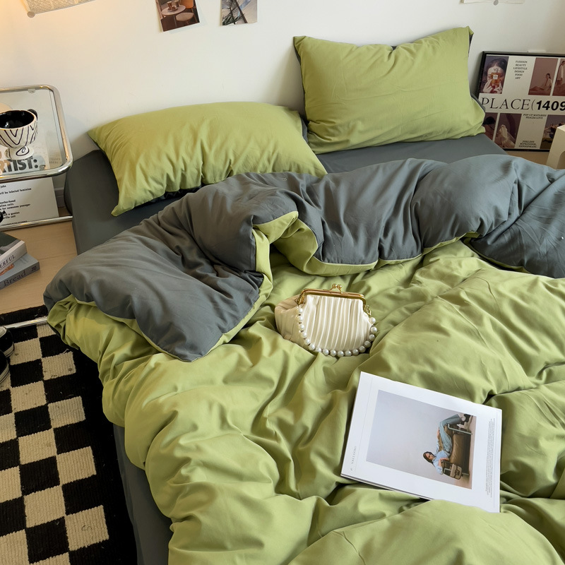Madre y bebé clase A dormitorio desnudo cuatro piezas de algodón puro algodón colcha cubierta sábanas de cama de dormitorio de estudiantes tres piezas de conjunto