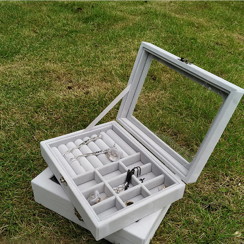Nueva caja de joyería transparente collar anillo pulsera caja de almacenamiento hogar portátil de escritorio organizador caja de joyería al por mayor