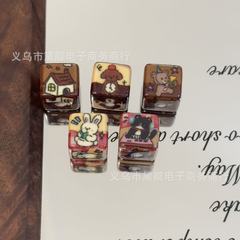 咖色系小动物方块串珠 diy儿童发绳饰品配件手机链包挂钥匙扣材料