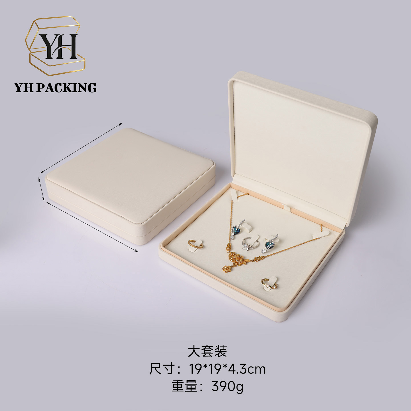 Caja de joyería rosa de alta calidad de cuero pu caja de embalaje de marca de joyería logotipo colgante pulsera collar caja de anillo