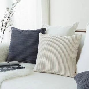 New Striped Modern Solid Color Pillow, Trendy Cushion for Living Room Sofa, Pillow Cover with Insert, Nordic Square Backrest