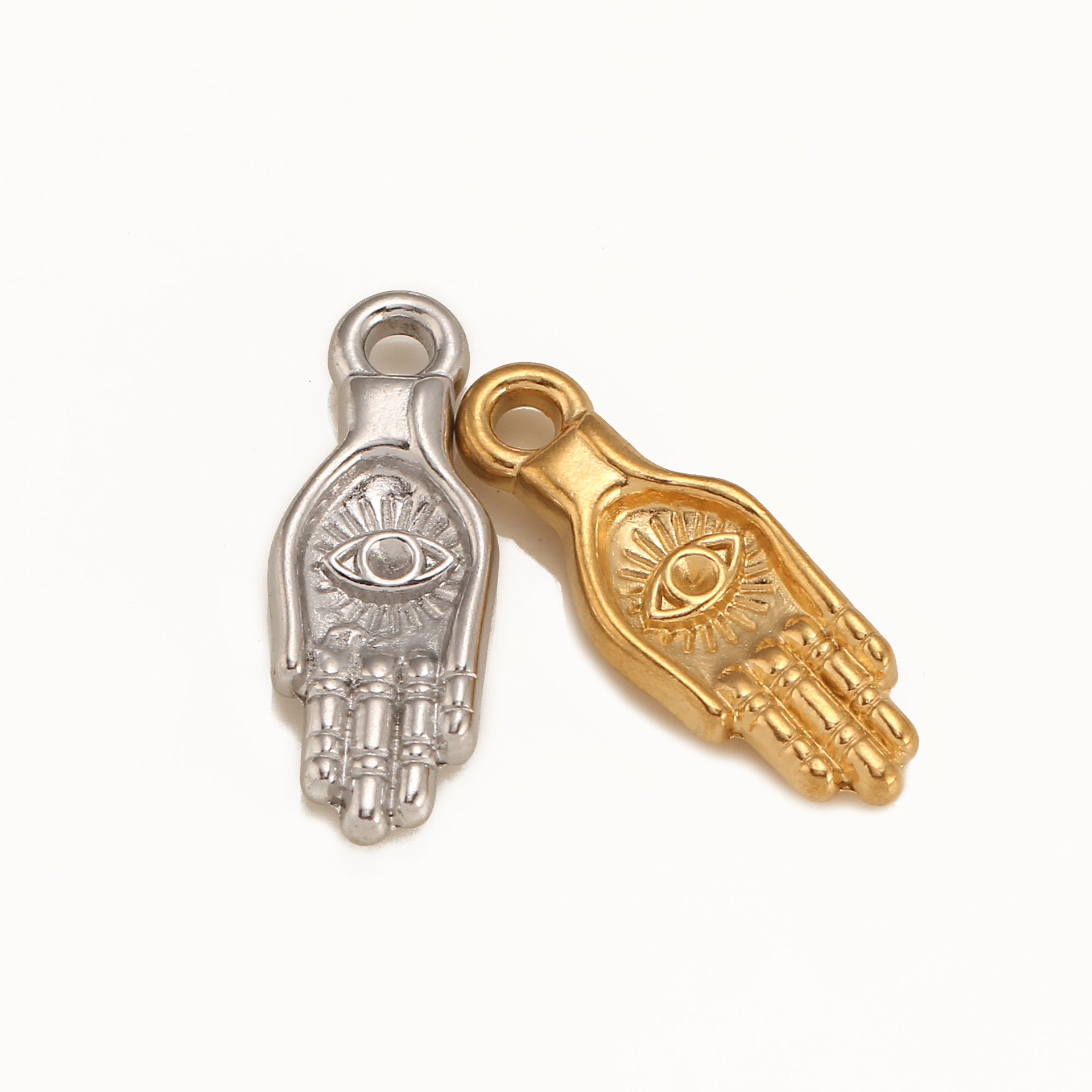 304 Stainless Steel Material Devil's Eye, Palm Pattern 1 Piece 9*25mm 304 Stainless Steel Devil's Eye Palm Pendant
