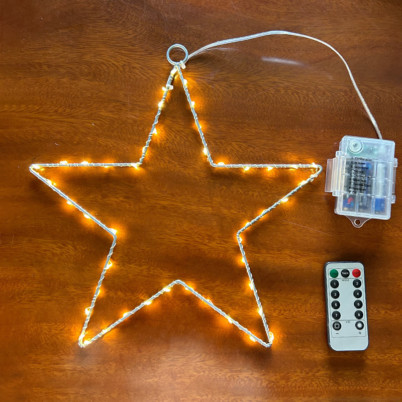 Creativo LED lámpara de alambre de cobre Marco De Hierro forma de estrella de cinco puntas lámpara de bobinado de alambre de cobre control remoto casa de vacaciones decoración de interiores adornos