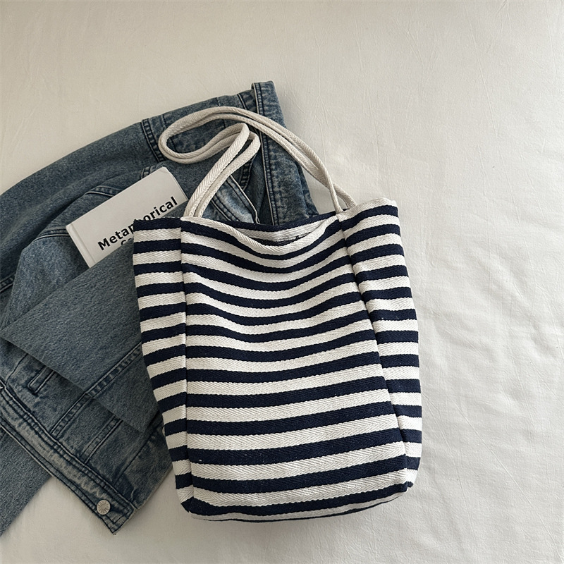 Bolso de hombro de gran capacidad bolso de estudiantes coreano estilo extranjero ocio rayas bolso de mano damas bolso de tramo inclinado