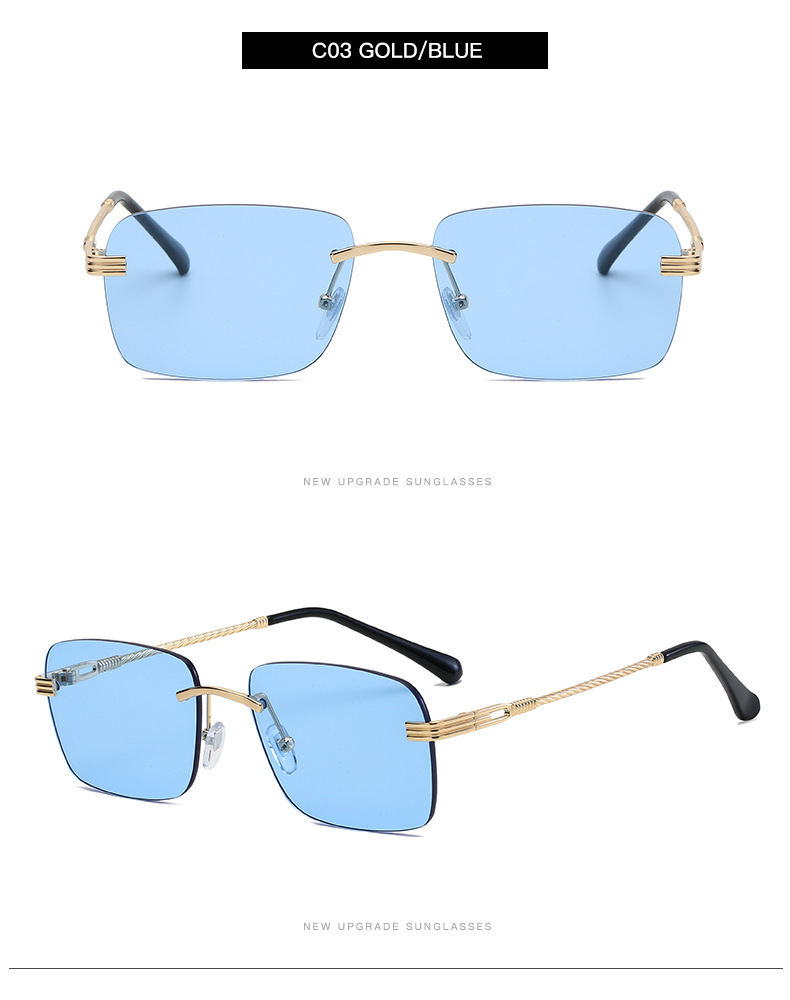 New Retro Style Square Frameless Multicolor Metal Sunglassespicture6