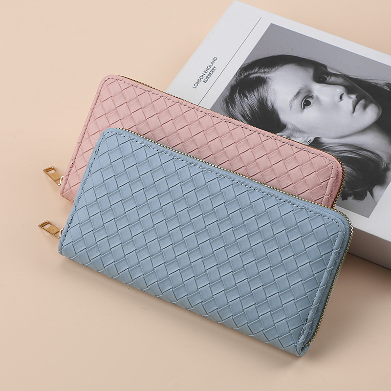 Cross-border New Women's Wallet Woven Pattern Long Zipper Clutch Multi-card Wallet Wallet Women's Wallet