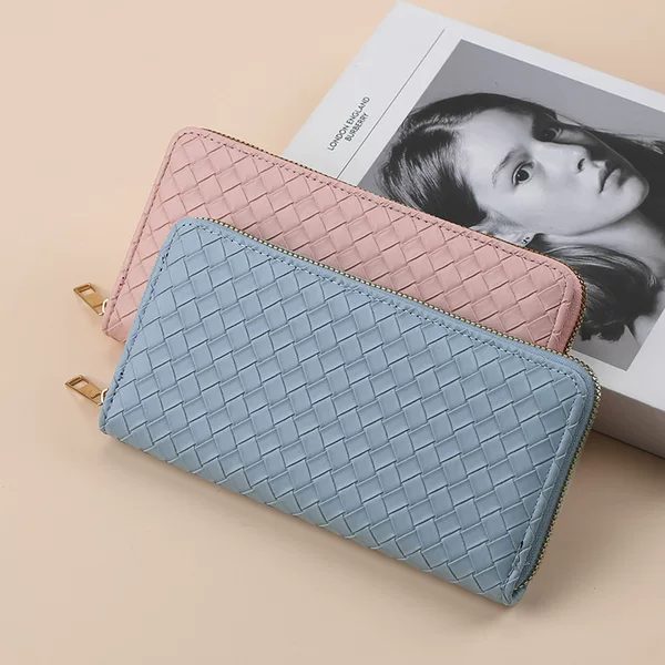 Cross-border New Women's Wallet Woven Pattern Long Zipper Clutch Multi-card Wallet Wallet Women's Wallet