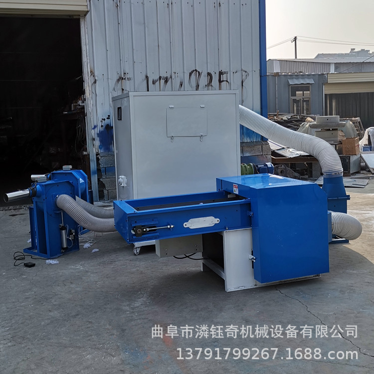 7d15d纤维棉开松机 双口枕芯开棉填充机 猫枕宠物窝冲棉机