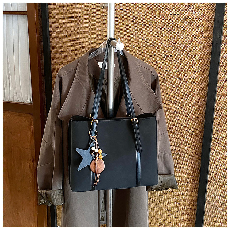Túi tote nữ cỡ lớn dáng shopping, quai đôi đeo vai, có ngăn khóa kéo, phong cách tối giản — Màu cà phê Không có mặt dây chuyền, Màu nâu không có mặt dây chuyền, Màu xanh lá cây không có mặt dây chuyền, Đen không có mặt dây chuyền chi tiết 21