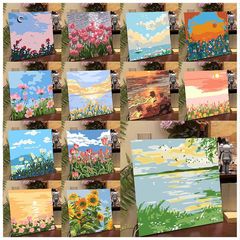 花のデジタル油絵の風景diyは色を塗ります。