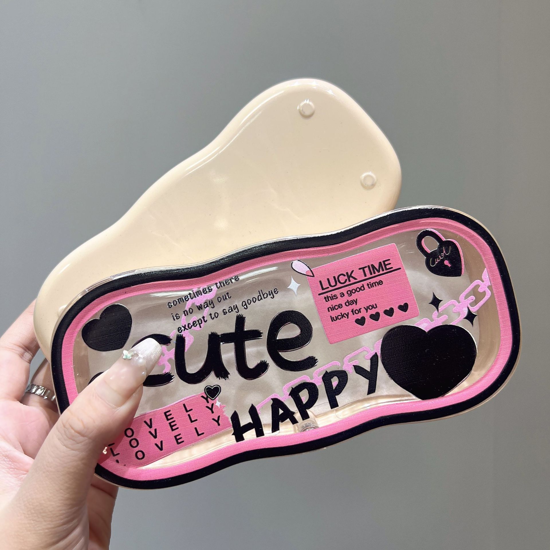 Caja de gafas transparentes de borde de la nube, alta sensación de almacenamiento portátil, niños, niños, niños, estudiantes, lindos, caja de gafas al por mayor