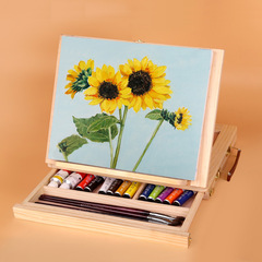 Factory Desktop Drawer Painting Easel Wooden Small Portable Desktop Painting Box Tabletop Easel Sketch Easel