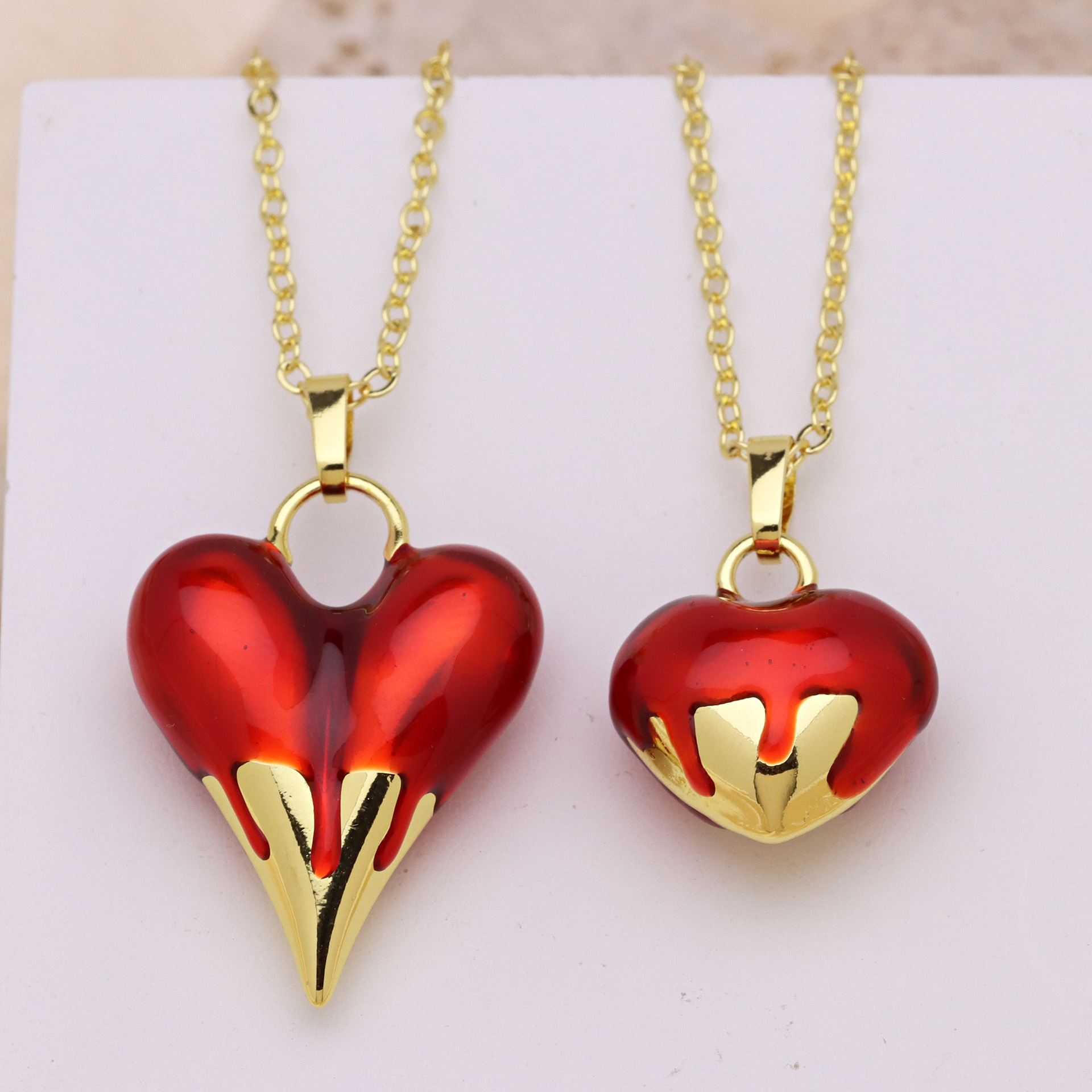 7g Weight Copper Pendant Material Pendant Necklace Classification Copper Chain Material cable chain Chain Type 1 Piece Quantity Casual, Holiday Occasion Copper Material Heart Shape Pattern Women's Gender Enamel Design Cute, Streetwear Style Copper Cable Chain Enamel Heart Shape Pendant Necklace 3
