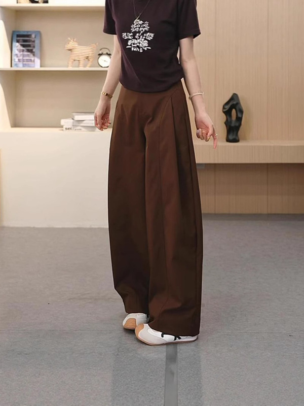 舒柔特哈伦裤女2025早就弯刀裤潮流侧压褶春秋宽松时尚女直筒裤子|undefined