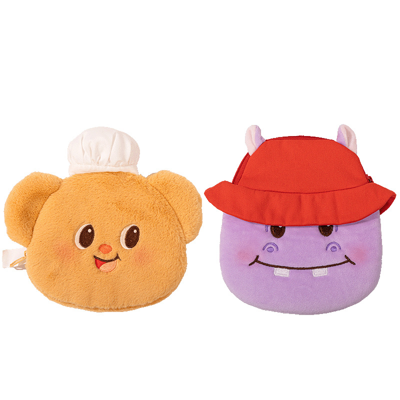 Deliky mantequilla Bear monedero de cambio auténtico púrpura hipopótamo mujer bolsa de almacenamiento de lápiz labial lindo botón