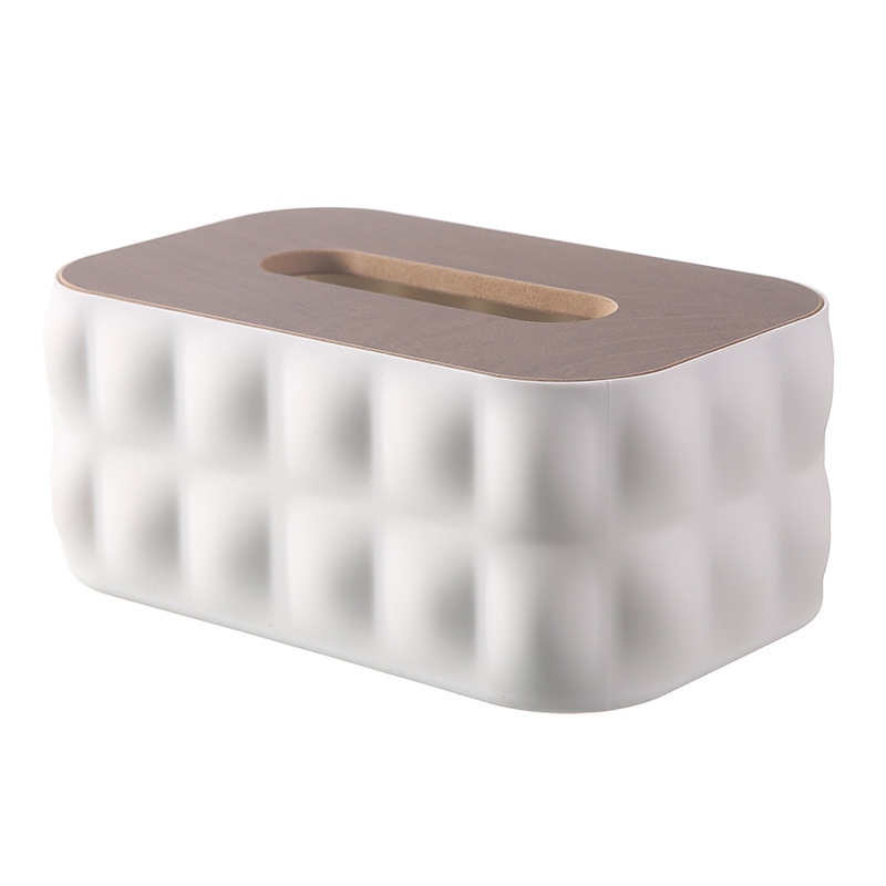 Caja de toallas de aire crema simple caja de almacenamiento de escritorio con cubierta de madera caja de extracción de papel creativa caja de extracción de papel de lujo ligera sala de estar doméstica
