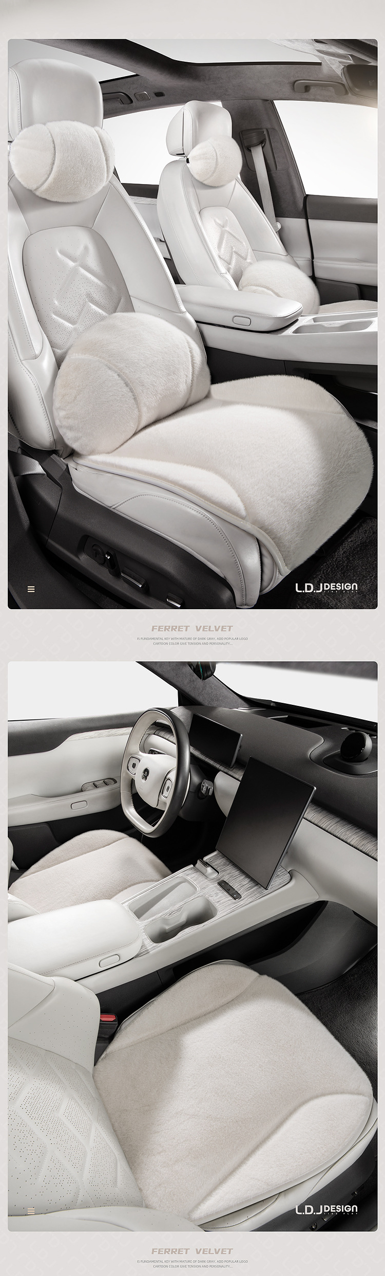 High-End Ferret Velvet Car Seat Cushion Head Pillow Small Three-Piece Autumn and Winter Warm Short Plush Women's Car Seat Cushion